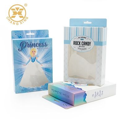 Customized White Baby Candy Packaging Cardboard Box Eco Friendly Folding Carton With Window