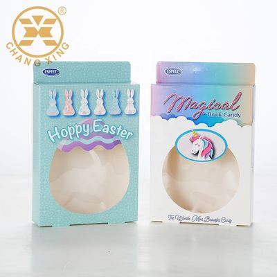 Customized White Baby Candy Packaging Cardboard Box Eco Friendly Folding Carton With Window