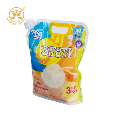 Custom Rice Packaging Spout Pouch Resealable Plastic Pouch Printed Rice Bag with Handle Rice Bags