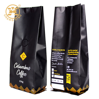 Bolsas Cafe Niestandardowe matowe opakowanie do kawy Quad Seal Bag Zawór jednokierunkowy