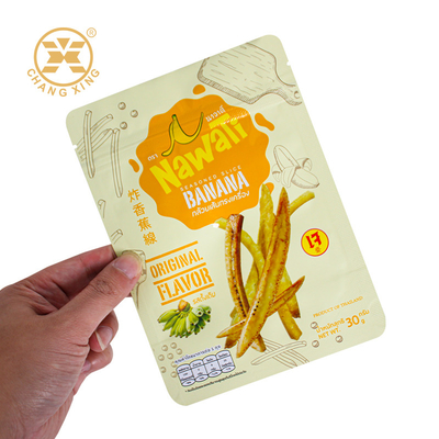 OEM ODM Food Grade Grade Snack Food Work Pokręca torba do pakowania Plastikowa torebka zamka do smażonych pasków bananowych