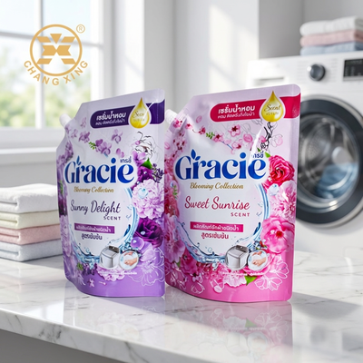 Niestandardowe drukowane przenośne opakowanie na detergent stojące. Worek na detergent do prania