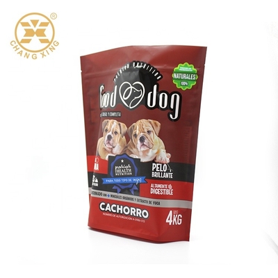 Stojąca torebka do wielokrotnego zamykania 1 kg 2 kg 4 kg OEM Etui na karmę dla zwierząt Z plastikowym zamkiem błyskawicznym z możliwością ponownego zamykania